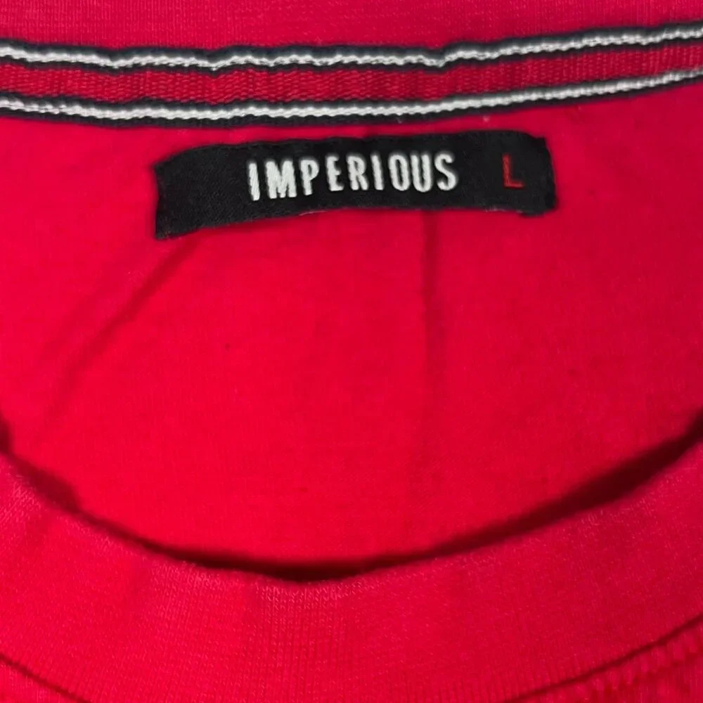 Imperious LG Short Sleeve Shirt Big Cat Rhinestone‎ Graphic Print Red Vintage